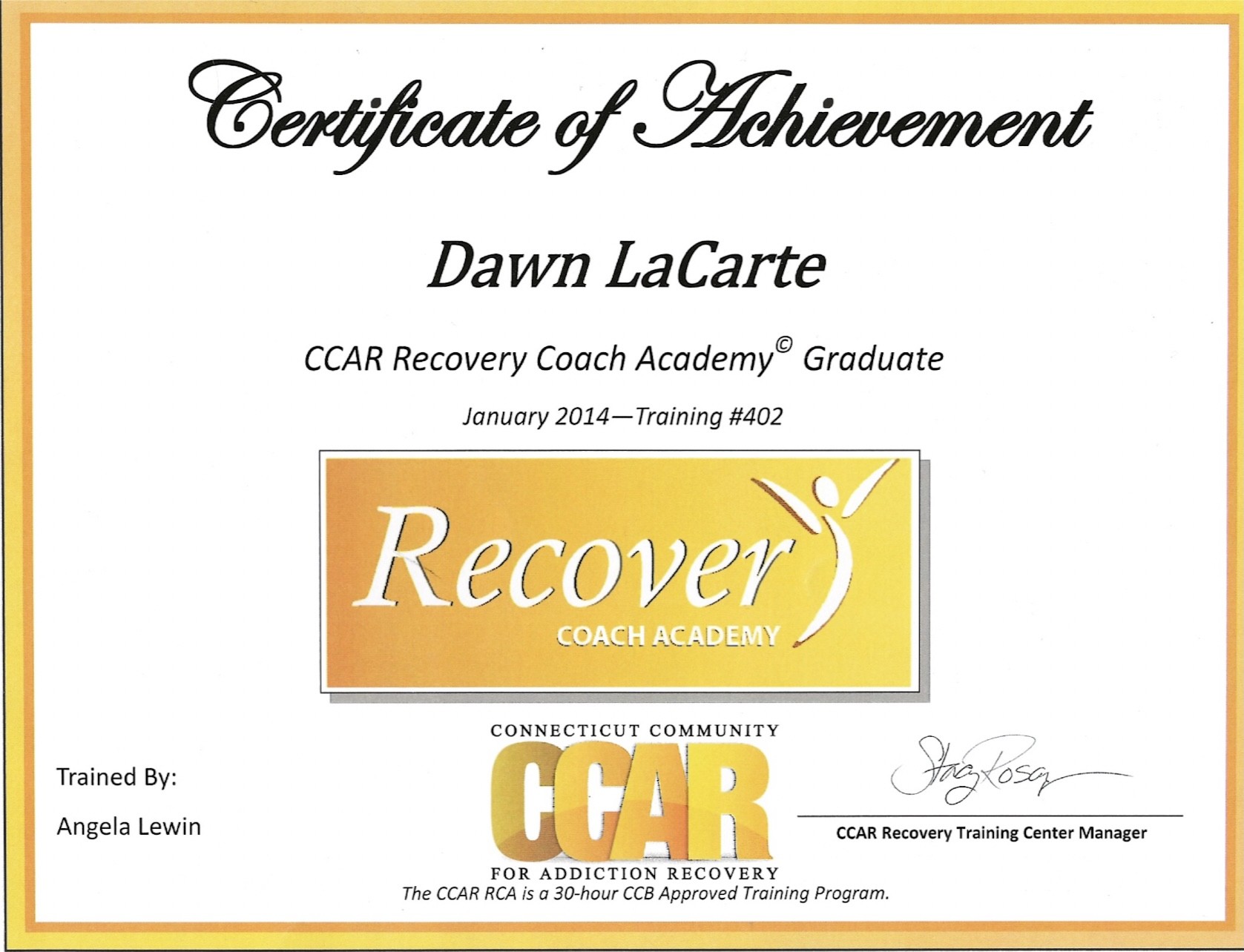 Dawn LaCarte CCAR Recovery Coach